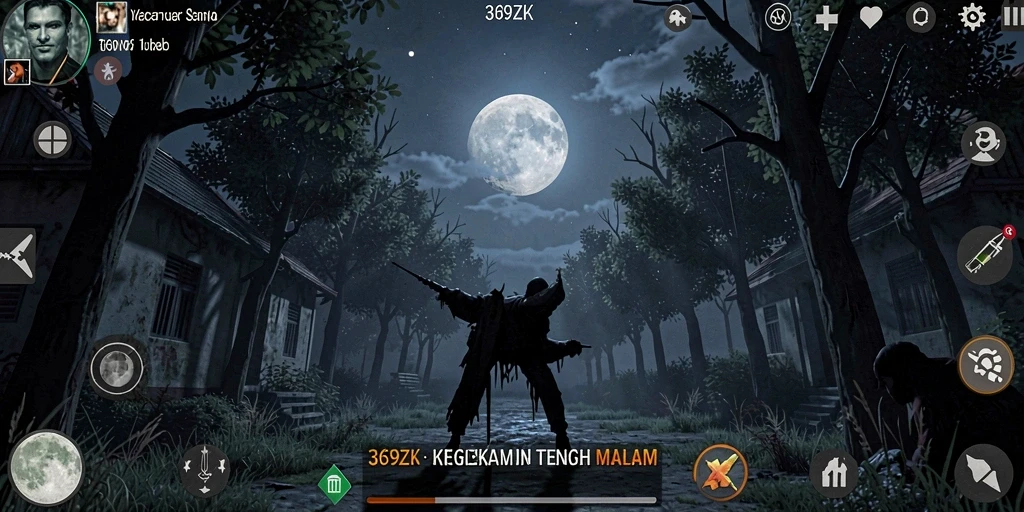 Tampilan gameplay mencekam di 369ZK dengan suasana gelap dan menakutkan.