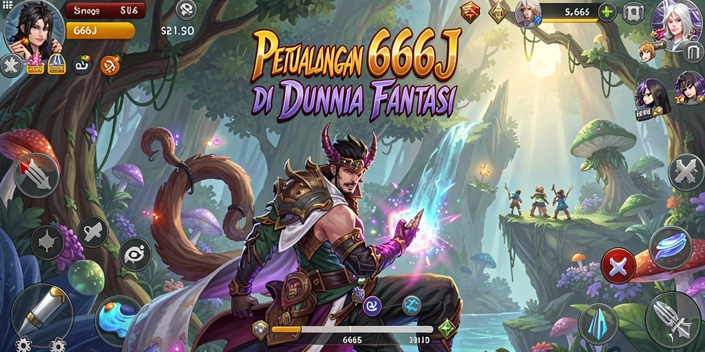 Menampilkan gameplay petualangan seru di dunia fantastis 666J.