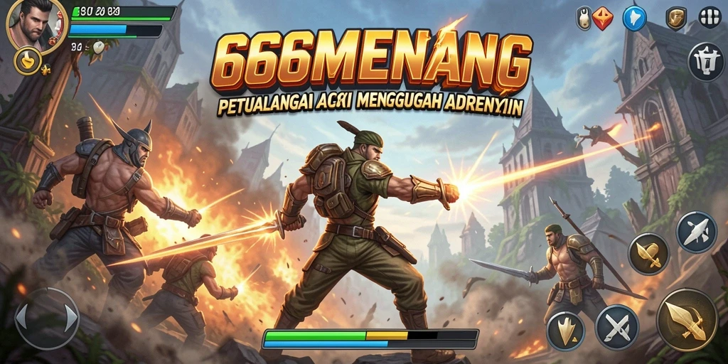 Tangkapan layar gameplay action menegangkan dari 666MENANG.