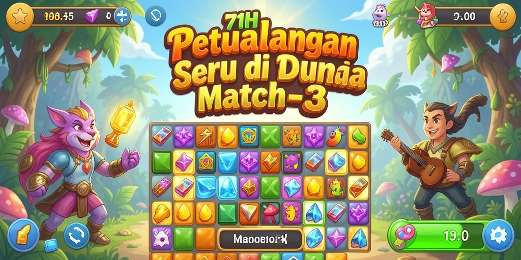 Tangkapan layar gameplay 71H menampilkan kombinasi permata yang menarik.