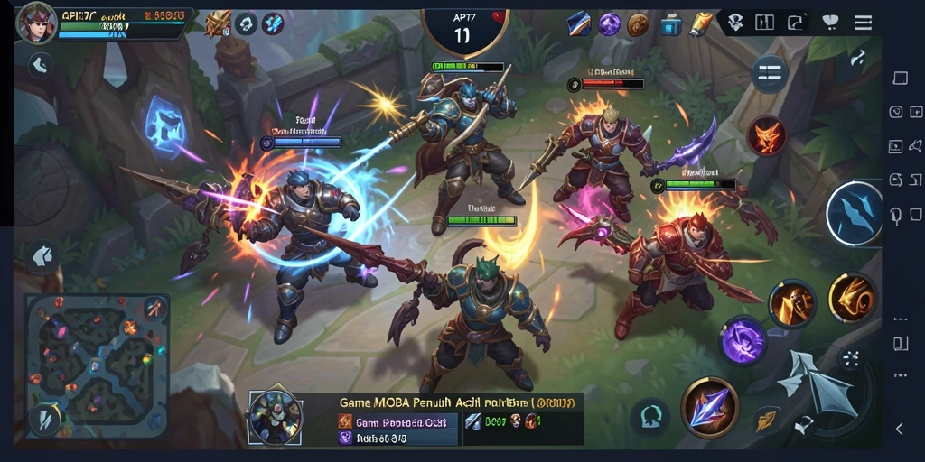 Tangkapan layar dari gameplay seru API77 di arena MOBA.