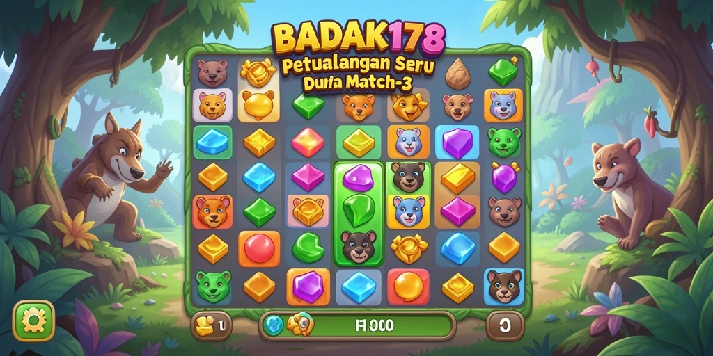 Tampilan gameplay seru dalam permainan Match-3 BADAK178.