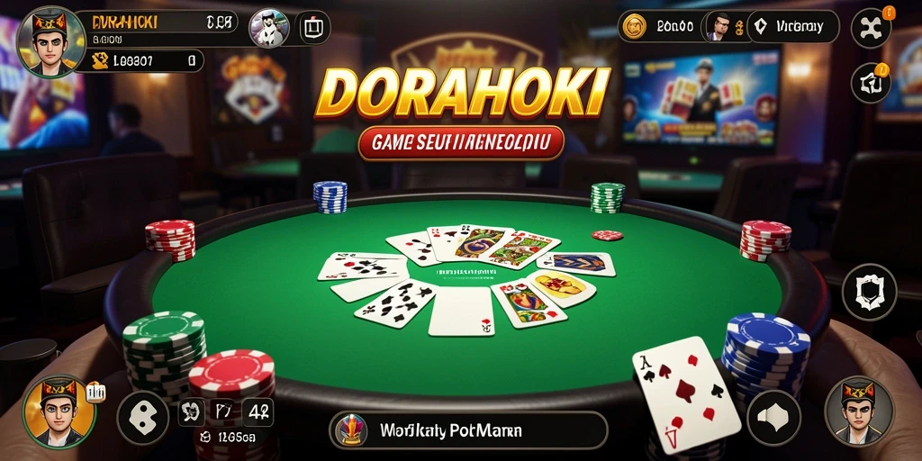 Tampilan gameplay seru di DORAHOKI yang menunjukkan berbagai aksi Poker.