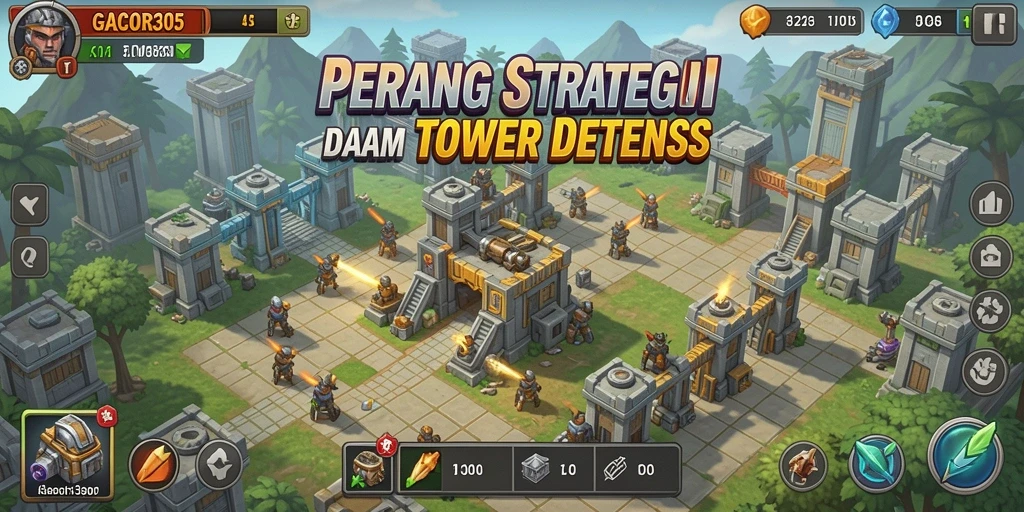 Screenshot gameplay GACOR305 yang menampilkan strategi Tower Defense yang mendebarkan.
