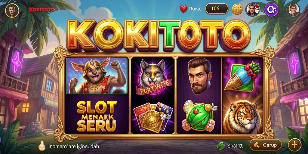 Screenshot gameplay KOKITOTO menampilkan fitur menarik dan berbagai tema slot.