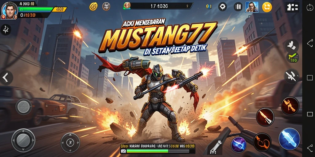 Tampilan gameplay menegangkan dari MUSTANG77 saat bertanding.