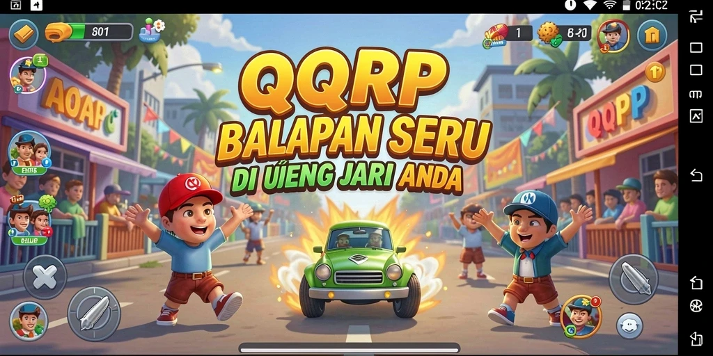Gameplay seru QQRP saat balapan di track yang menantang.