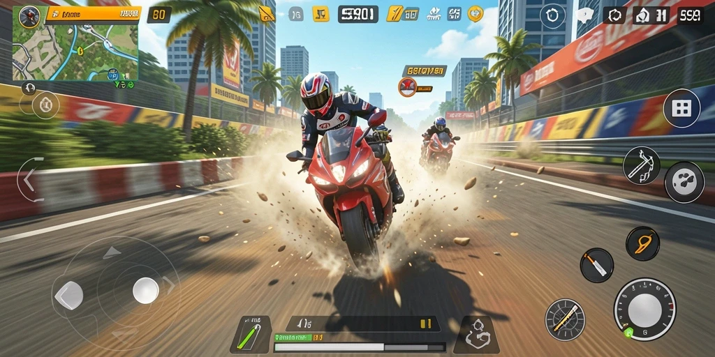Gameplay balapan motor yang realistis dan mendebarkan di S80.