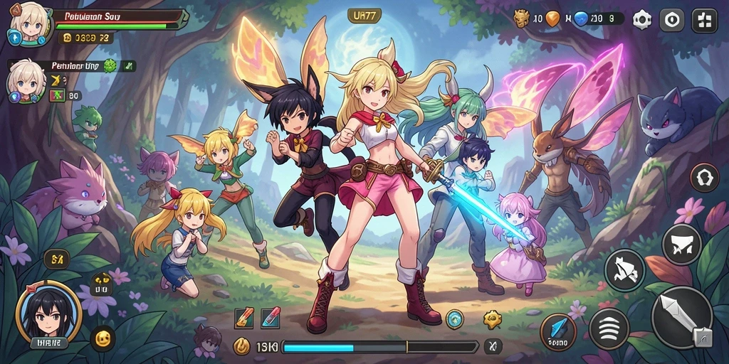Screenshot UH77 menampilkan karakter anime beraksi dalam pertempuran seru.