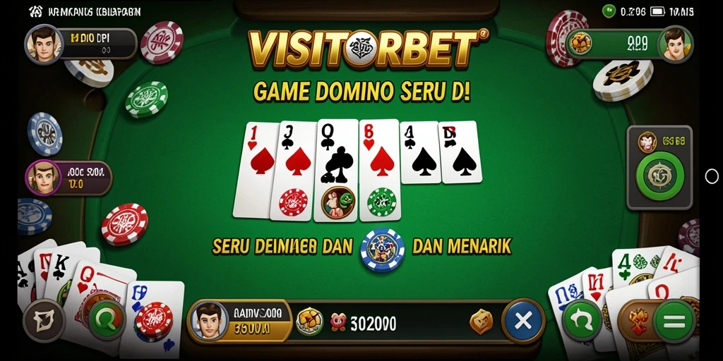Tampilan menarik dari gameplay Domino di VISITORBET.