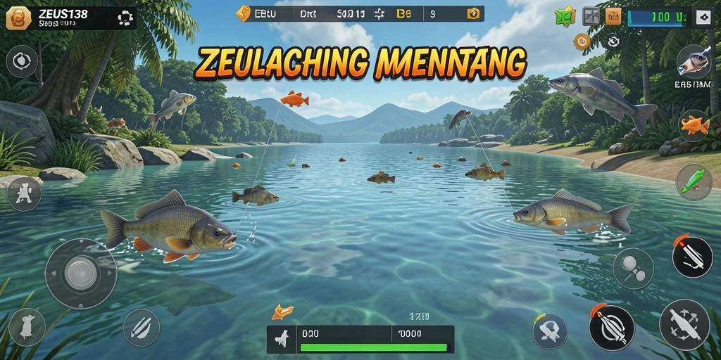 Gameplay ZEUS138 yang seru dengan tampilan pemandangan memancing.